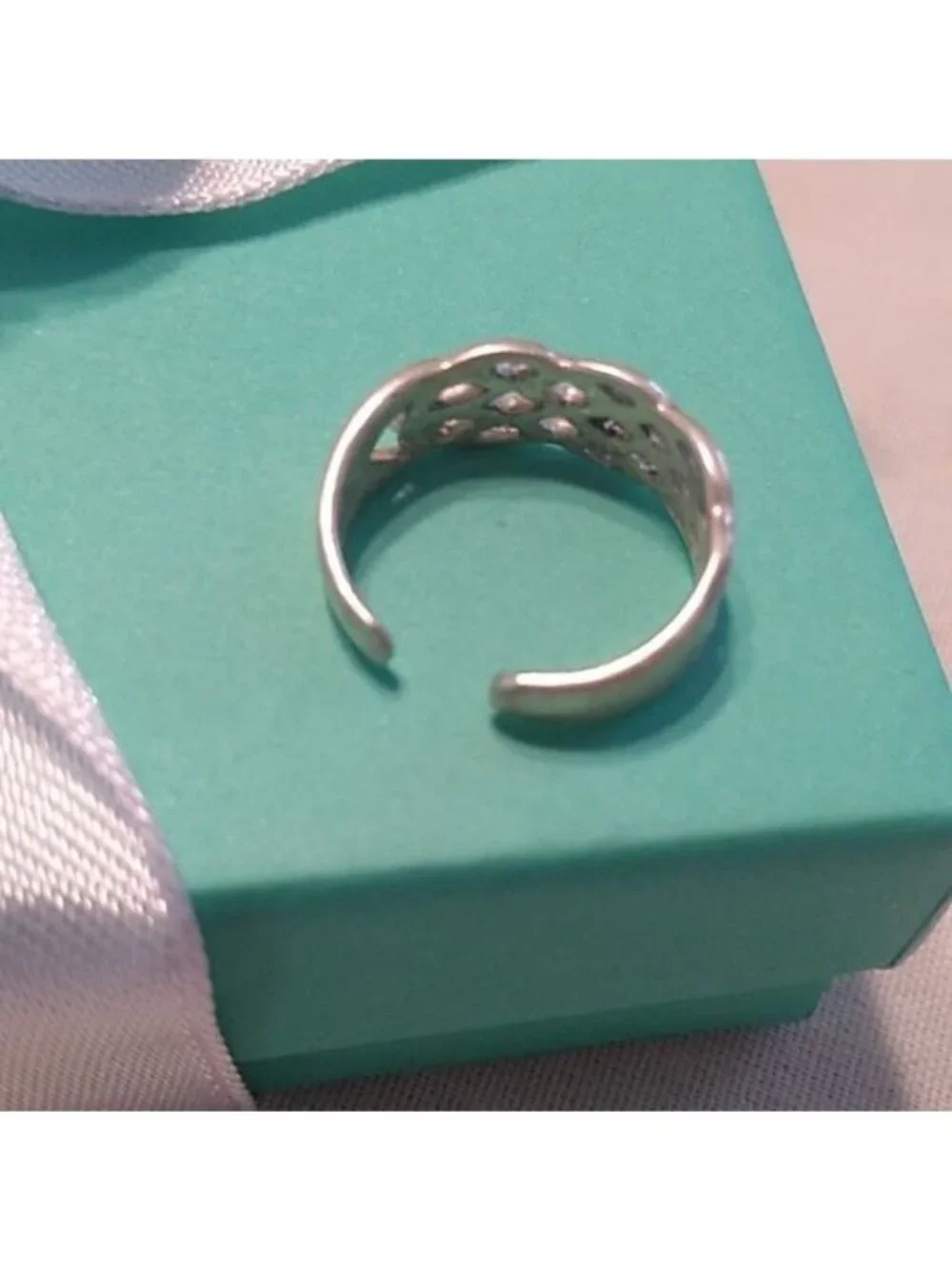 Sterling Silver Open Weave Toe Ring, Size 3